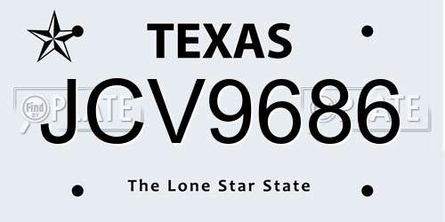 JCV9686 Texas License Plate