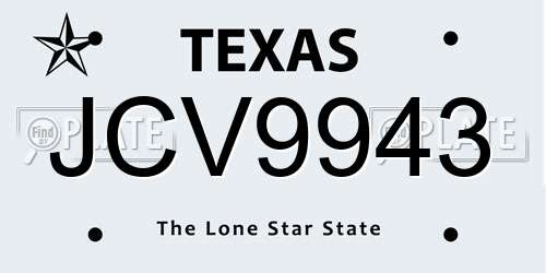 JCV9943 Texas License Plate