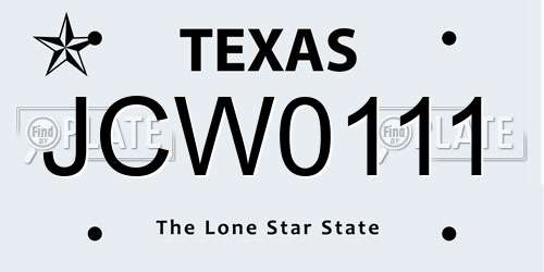 JCW0111 Texas License Plate