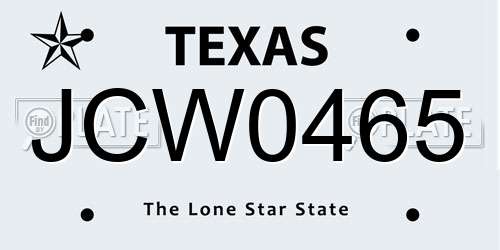 JCW0465 Texas License Plate