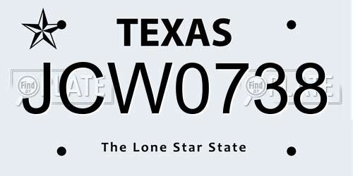 JCW0738 Texas License Plate