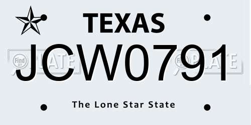 JCW0791 Texas License Plate