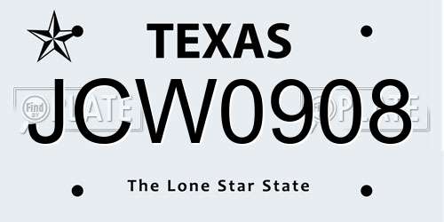 JCW0908 Texas License Plate