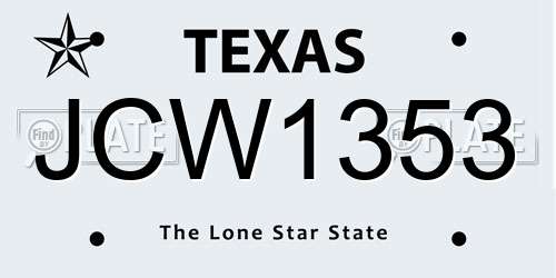 JCW1353 Texas License Plate