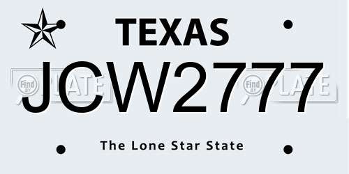JCW2777 Texas License Plate