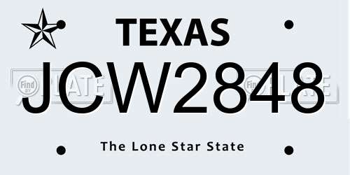 JCW2848 Texas License Plate