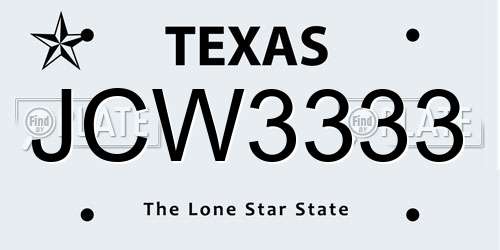 JCW3333 Texas License Plate