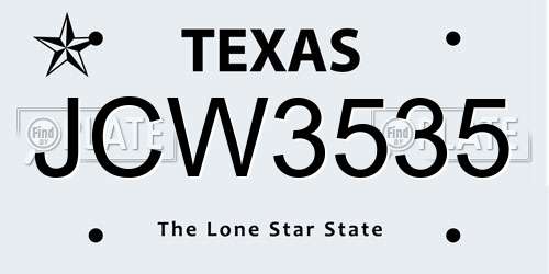 JCW3535 Texas License Plate