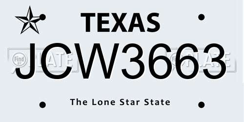 JCW3663 Texas License Plate