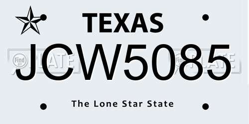 JCW5085 Texas License Plate