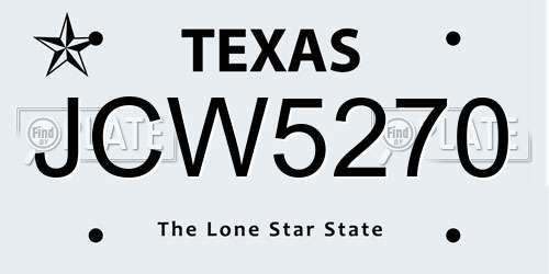 JCW5270 Texas License Plate