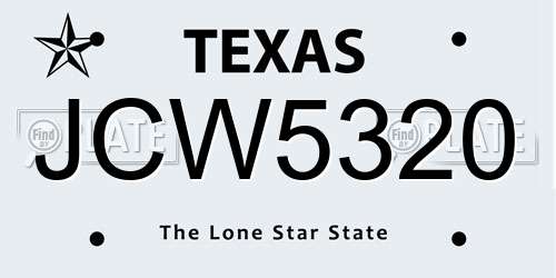 JCW5320 Texas License Plate