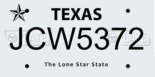 JCW5372 Texas License Plate
