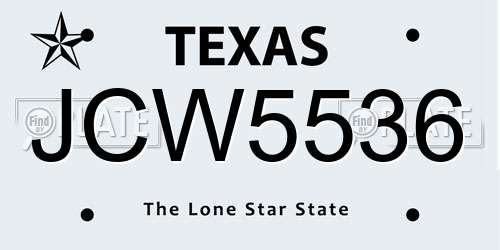 JCW5536 Texas License Plate