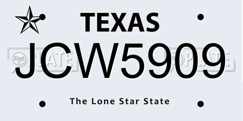 JCW5909 Texas License Plate