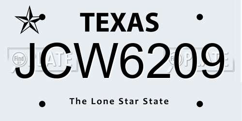 JCW6209 Texas License Plate