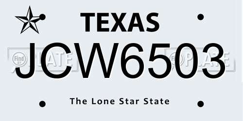 JCW6503 Texas License Plate