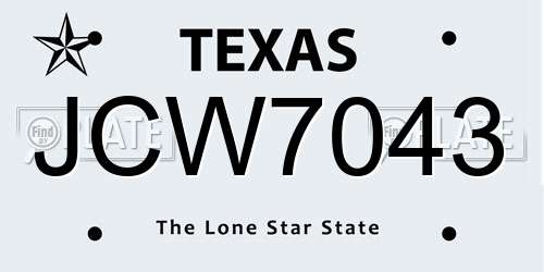 JCW7043 Texas License Plate