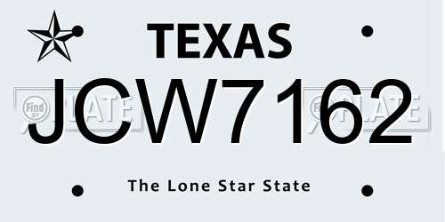 JCW7162 Texas License Plate