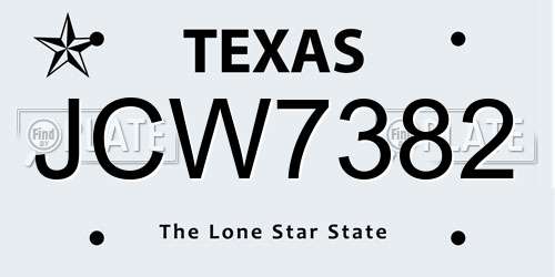 JCW7382 Texas License Plate