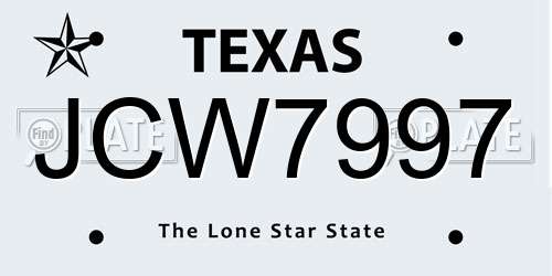 JCW7997 Texas License Plate