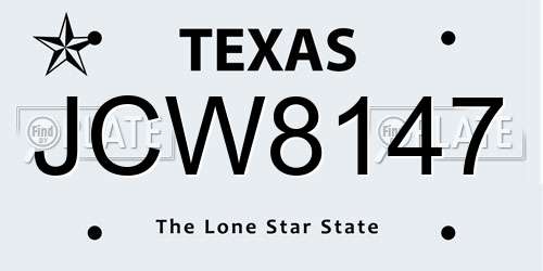 JCW8147 Texas License Plate