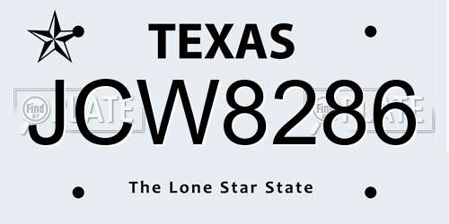 JCW8286 Texas License Plate