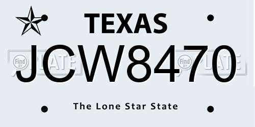 JCW8470 Texas License Plate