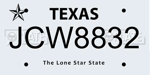 JCW8832 Texas License Plate