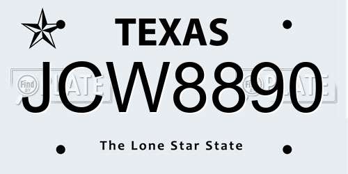 JCW8890 Texas License Plate