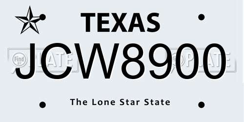 JCW8900 Texas License Plate