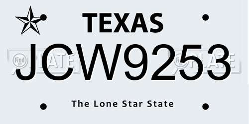 JCW9253 Texas License Plate