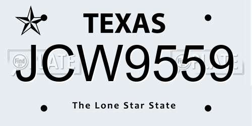 JCW9559 Texas License Plate
