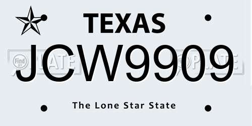 JCW9909 Texas License Plate