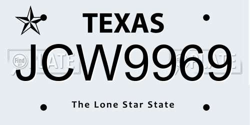 JCW9969 Texas License Plate