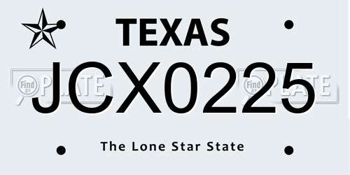JCX0225 Texas License Plate