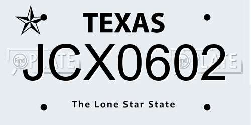 JCX0602 Texas License Plate