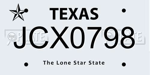 JCX0798 Texas License Plate
