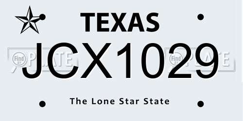 JCX1029 Texas License Plate