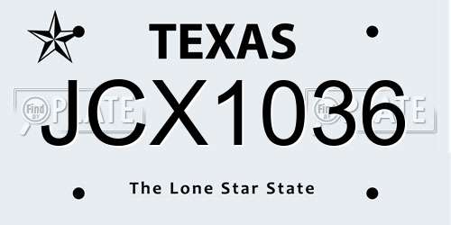 JCX1036 Texas License Plate