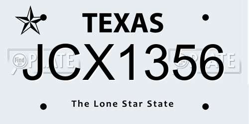 JCX1356 Texas License Plate
