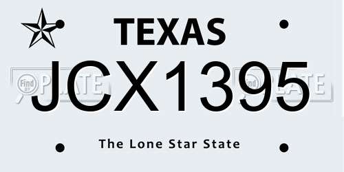 JCX1395 Texas License Plate