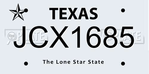 JCX1685 Texas License Plate