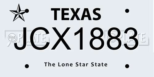 JCX1883 Texas License Plate