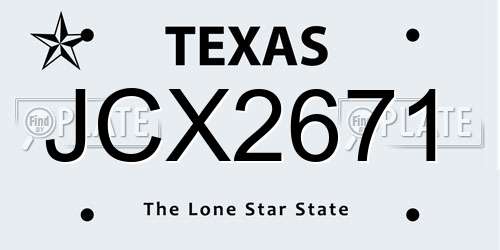 JCX2671 Texas License Plate