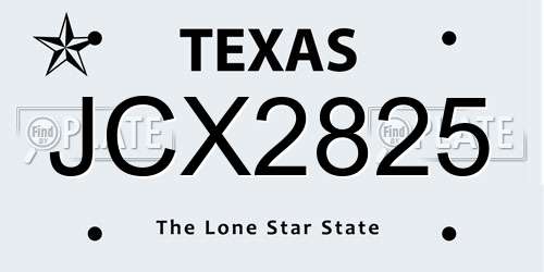 JCX2825 Texas License Plate