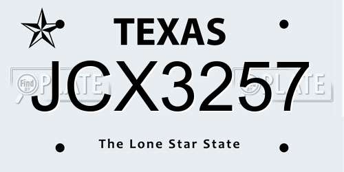 JCX3257 Texas License Plate