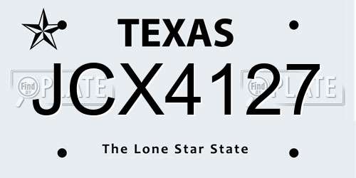 JCX4127 Texas License Plate