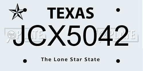 JCX5042 Texas License Plate