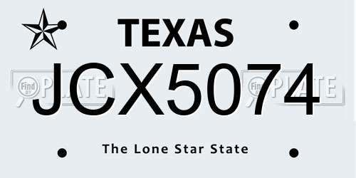 JCX5074 Texas License Plate
